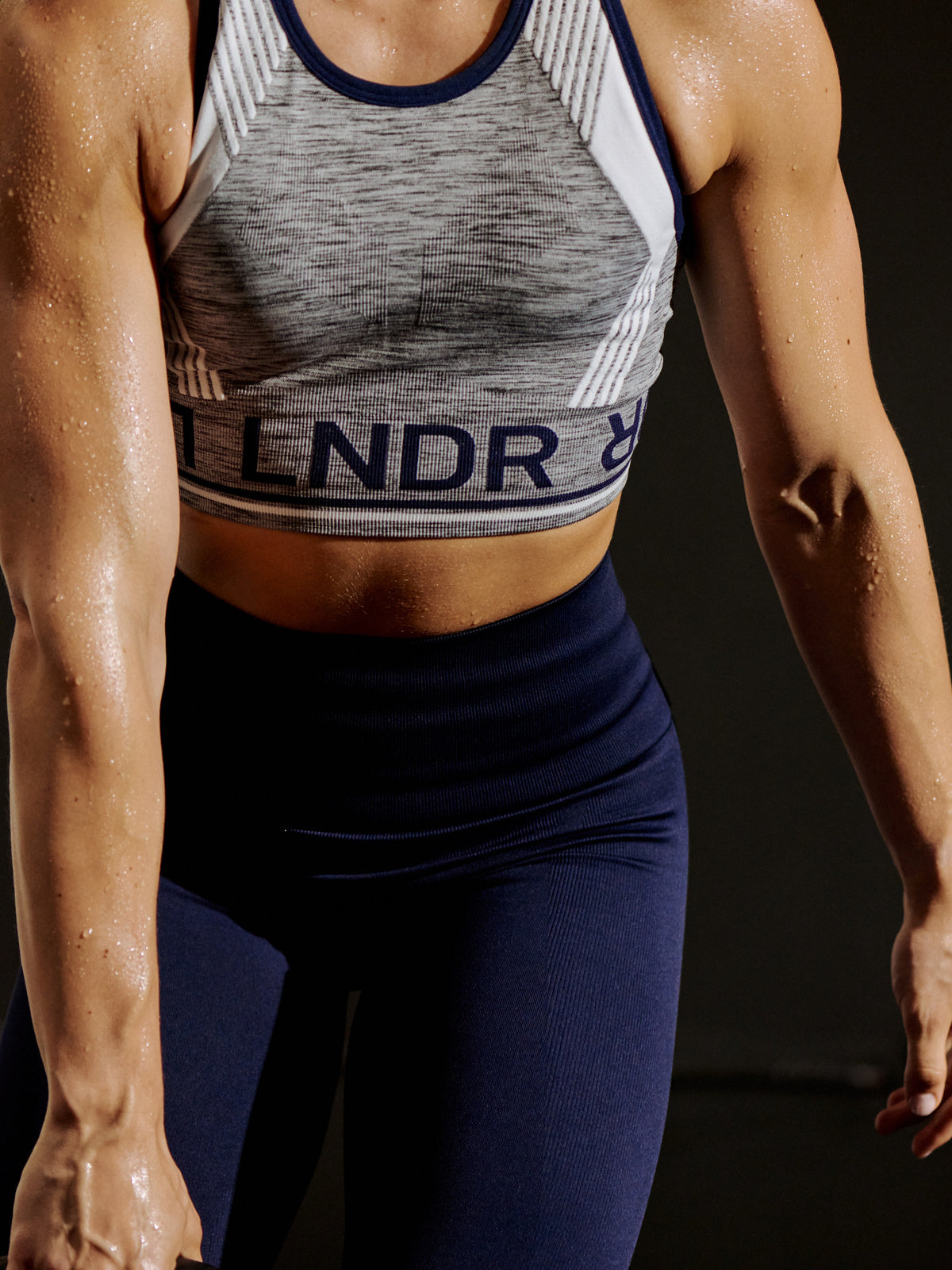 Womens aero grey high neck sports bra 4
