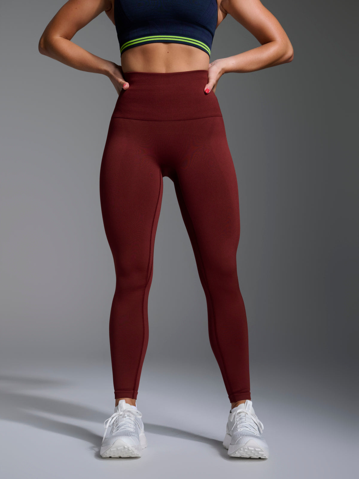 Womens chisel high waisted ankle length red rust leggings 1