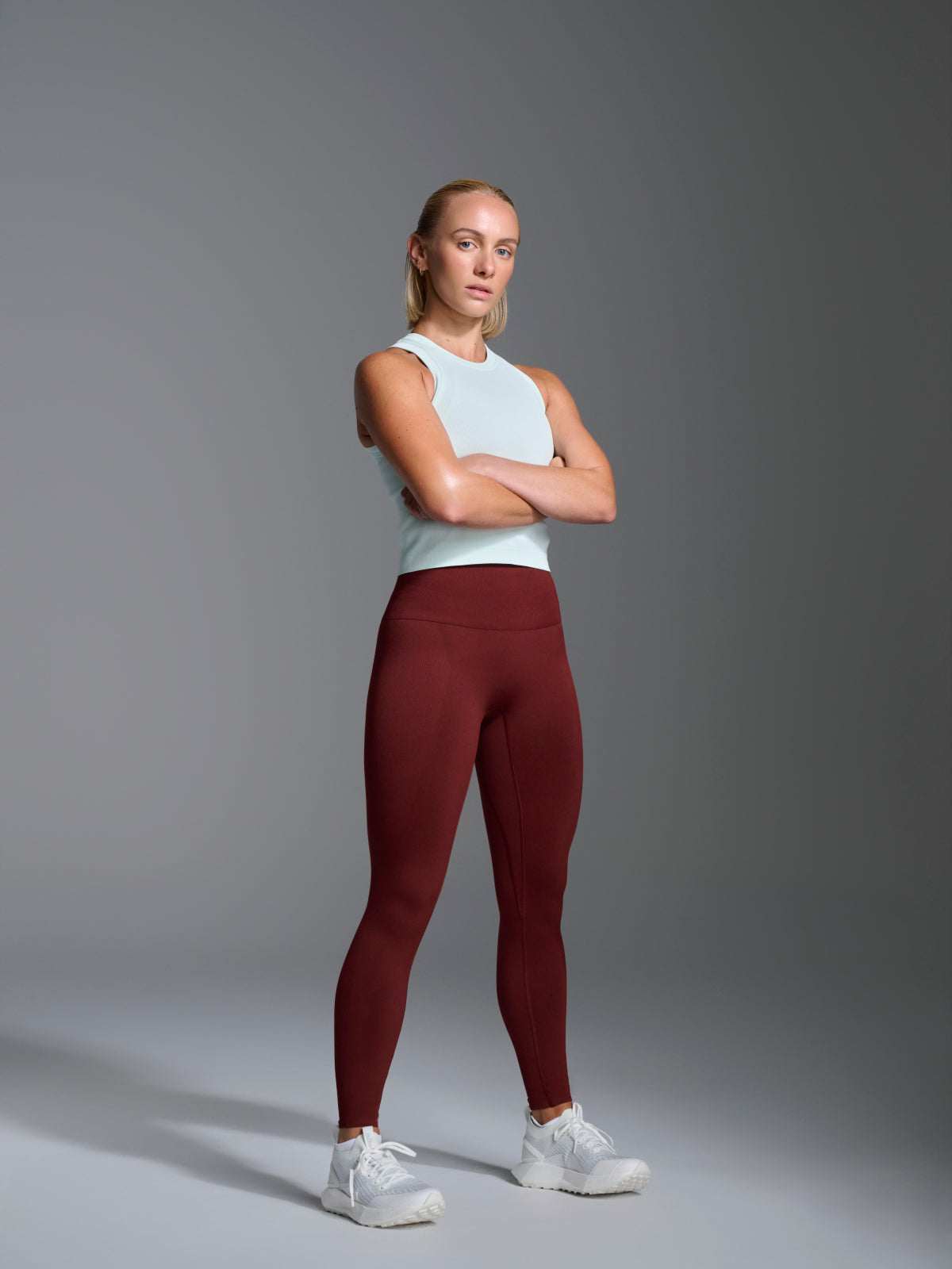 Womens chisel high waisted ankle length red rust leggings 3