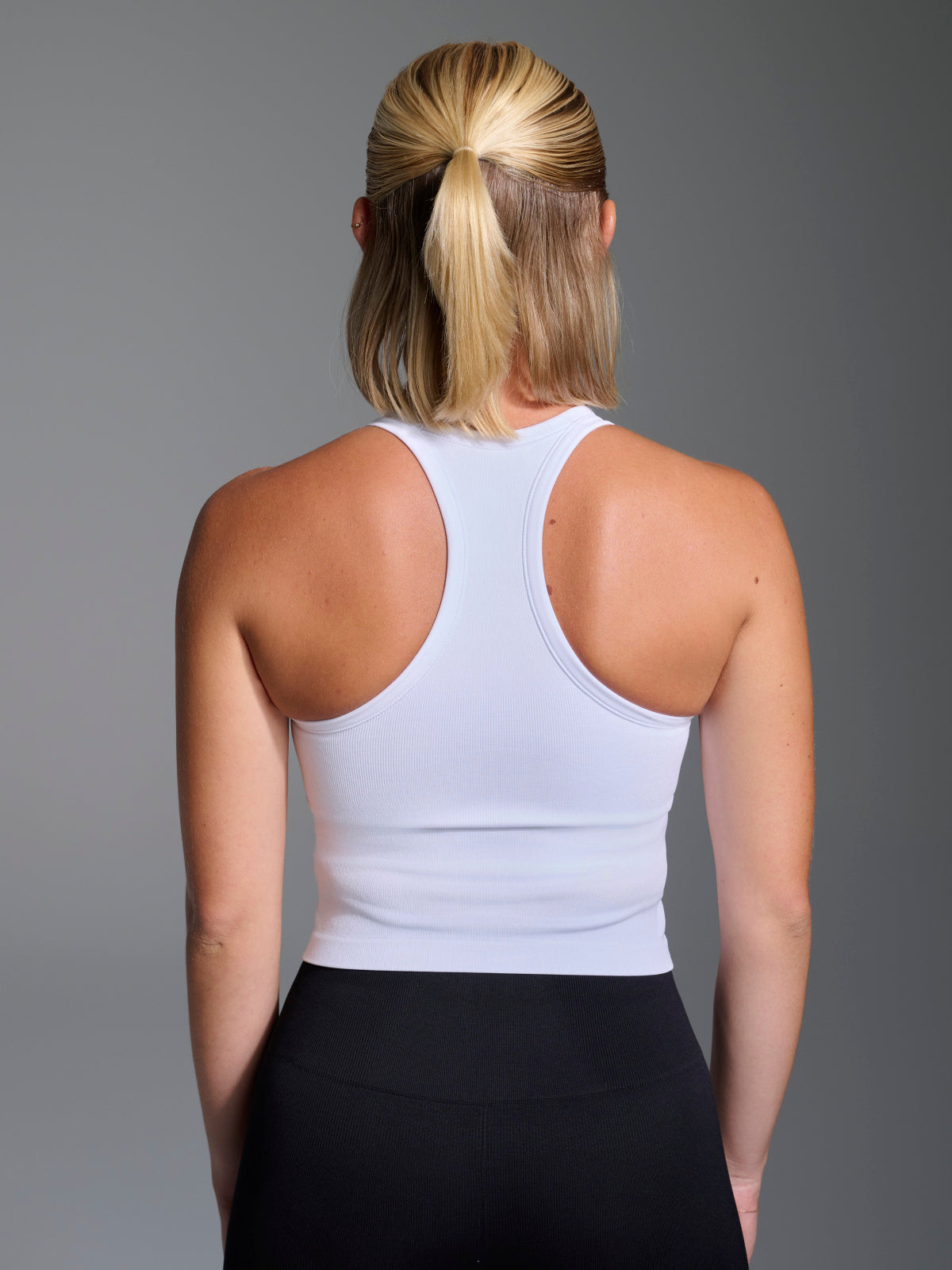 CROPPED MUSCLE TANK (RECYCLED) White