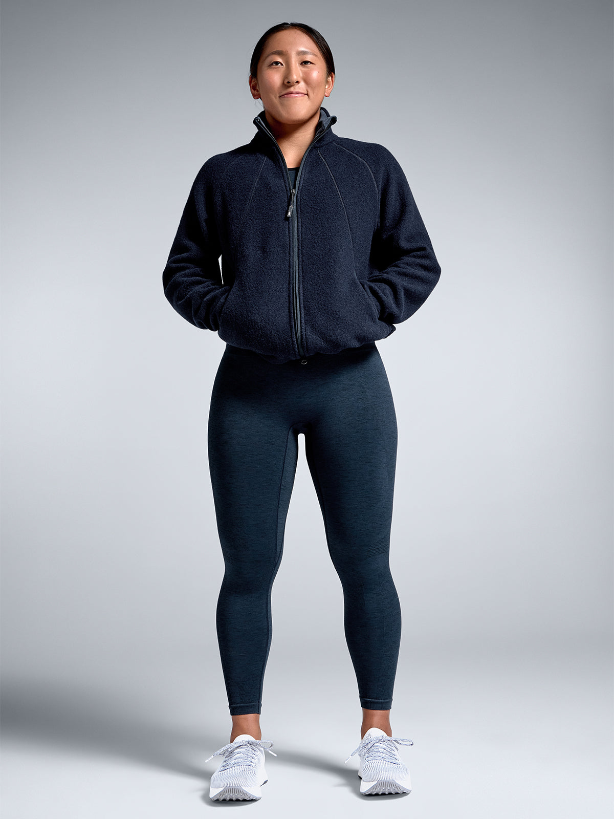 Womens woolen explore sports jacket in navy 9