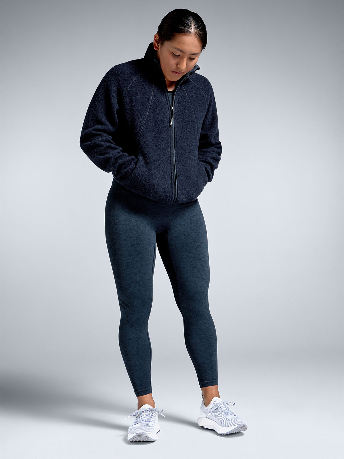 Womens woolen explore sports jacket in navy 10