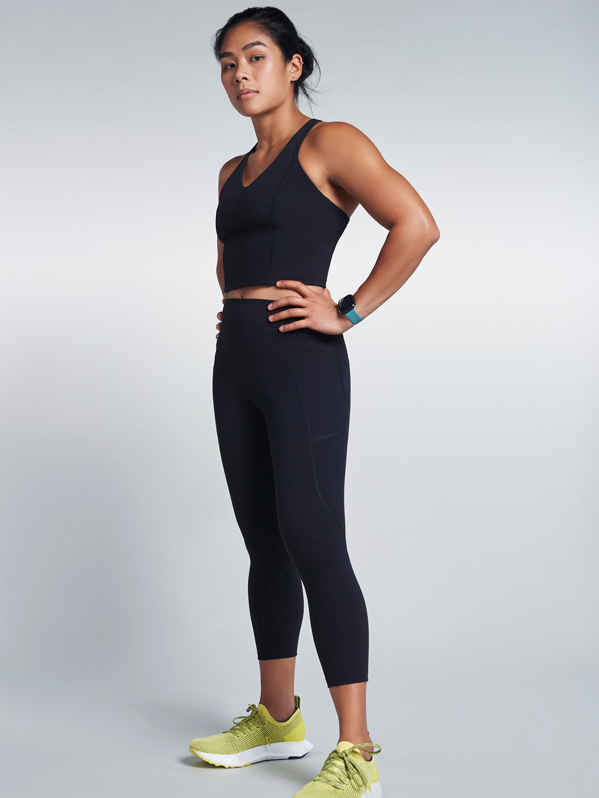 Womens fatal attraction high waisted cropped length black leggings 3
