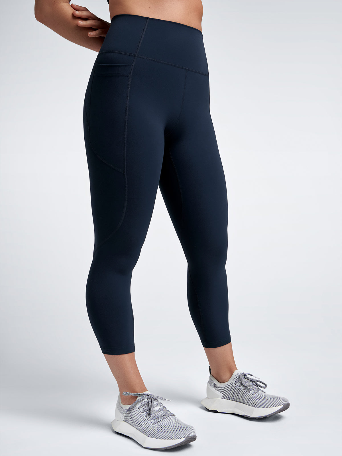 Womens fatal attraction high waisted cropped length marine blue leggings 1