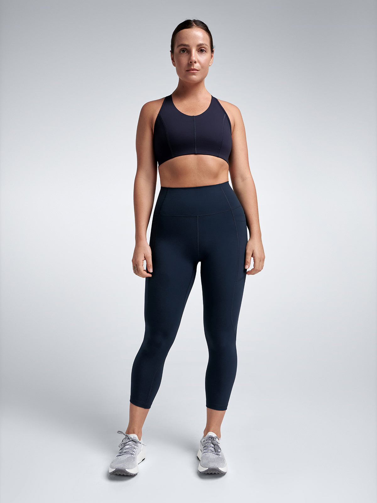 Womens fatal attraction high waisted cropped length marine blue leggings 2