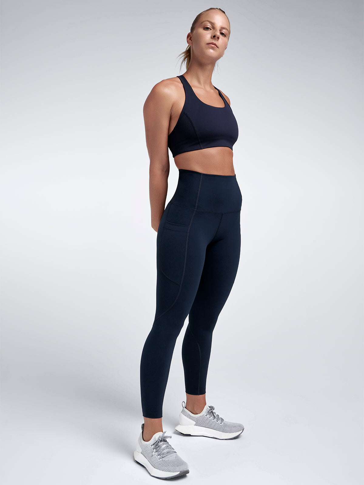 Womens fatal attraction super high waisted ankle length marine blue leggings 1