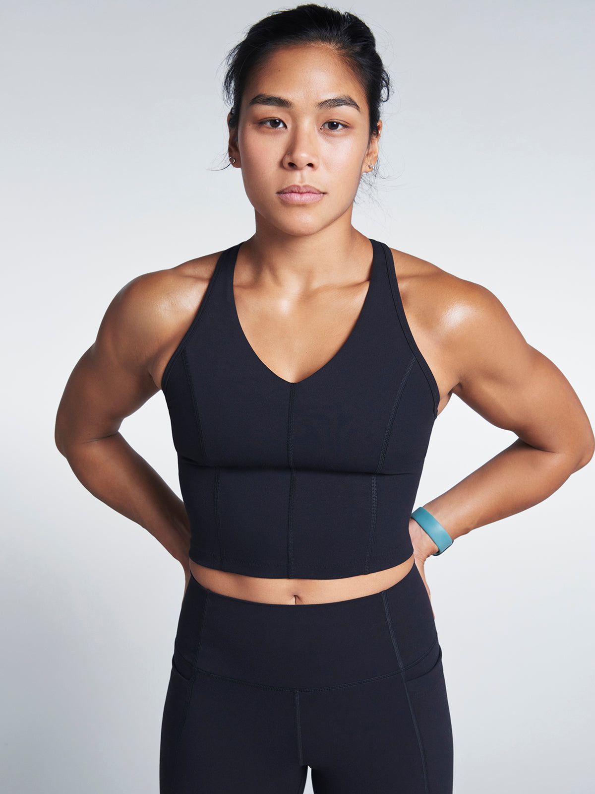 Womens femme fatale longline black sports bra 4