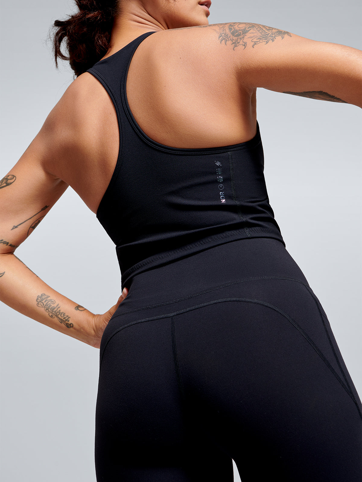 Womens femme fatale recycled longline black sports bra 2
