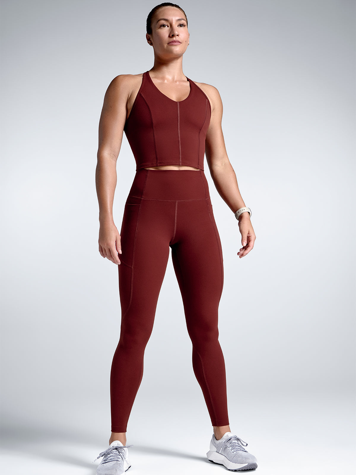 Womens femme fatale longline red rust sports bra 5