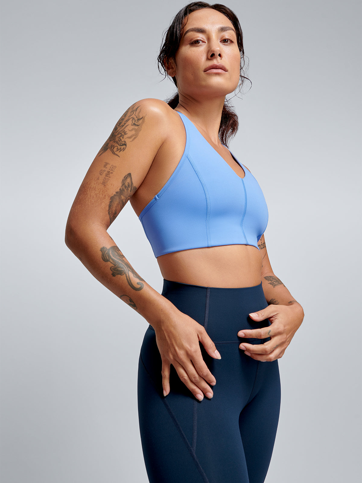 Womens femme fatale recycled vibrant blue sports bra 5