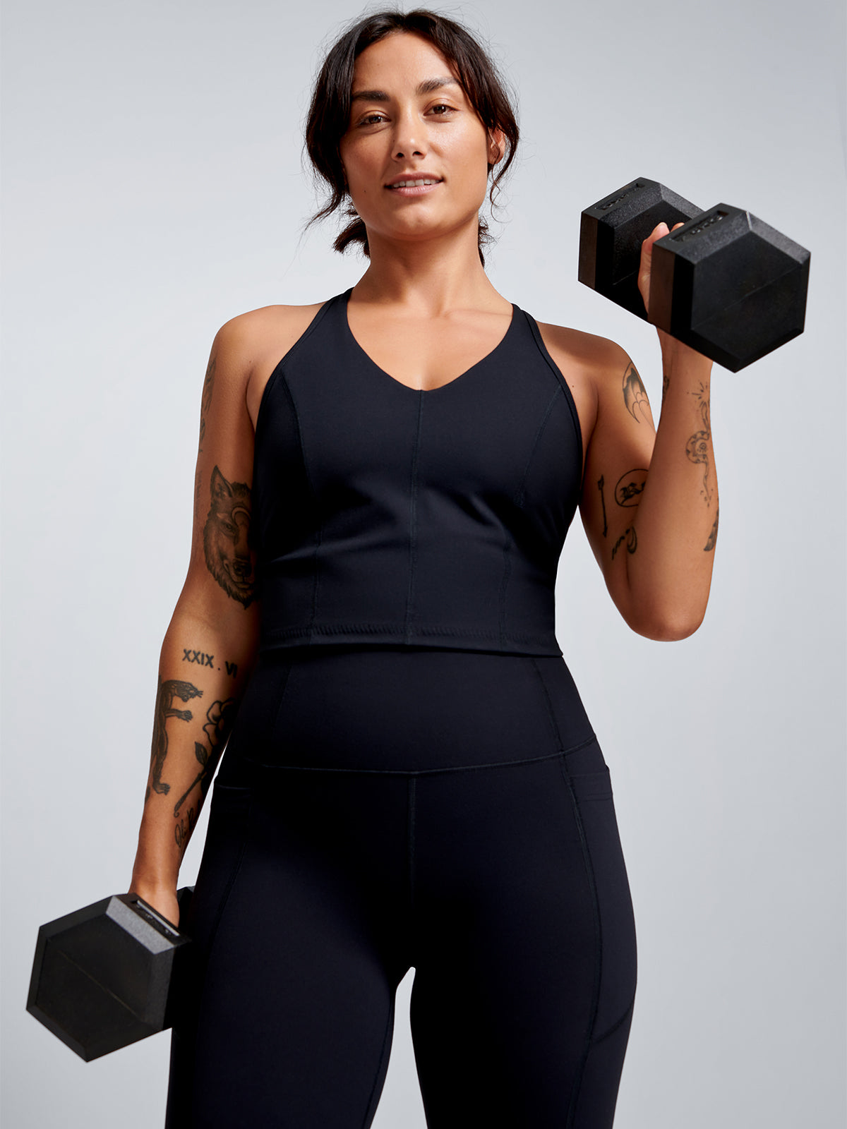 Womens femme fatale longline black sports bra 2