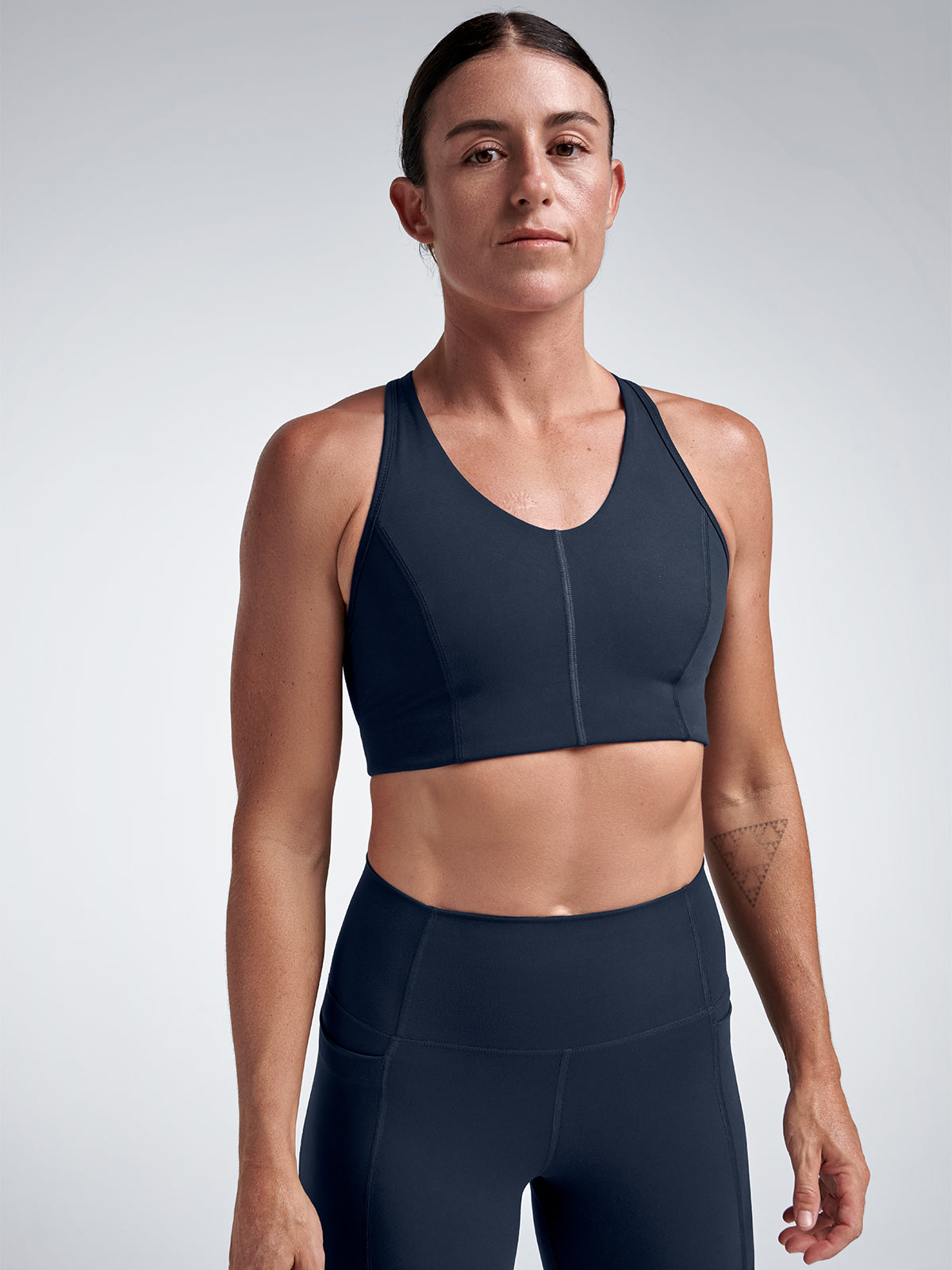 Womens femme fatale marine blue sports bra 1