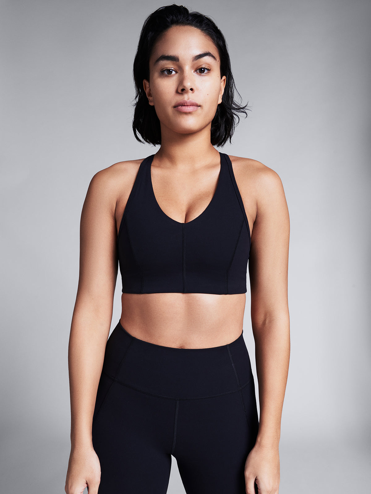 Womens femme fatale black sports bra 1