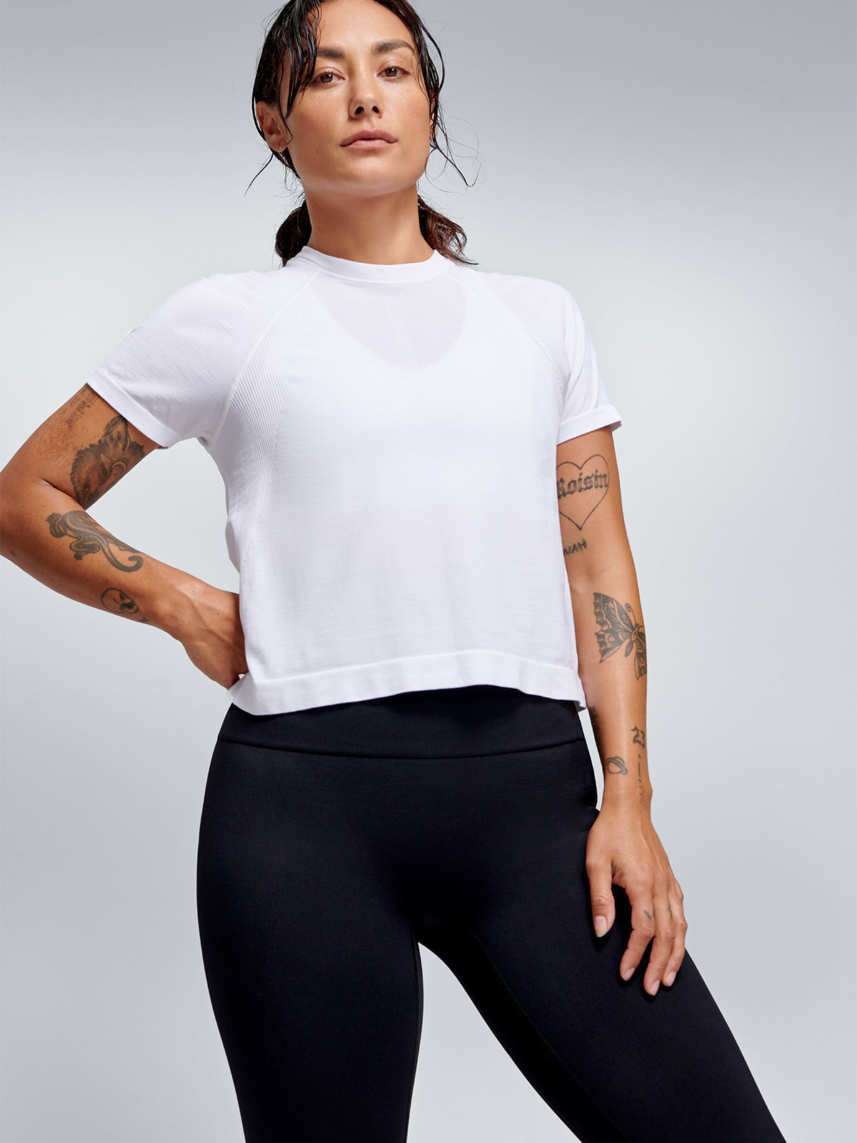 Womens here today cropped white tee 2