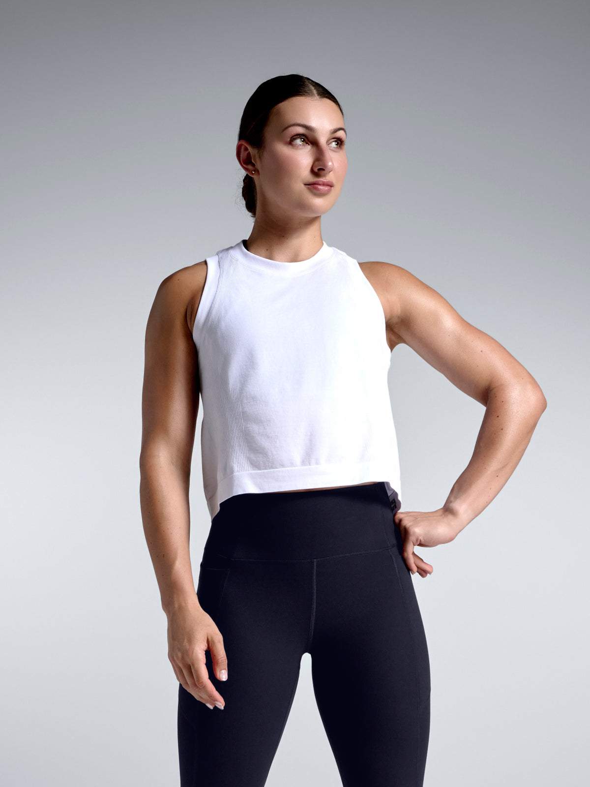 Womens here today cropped white tank top 1