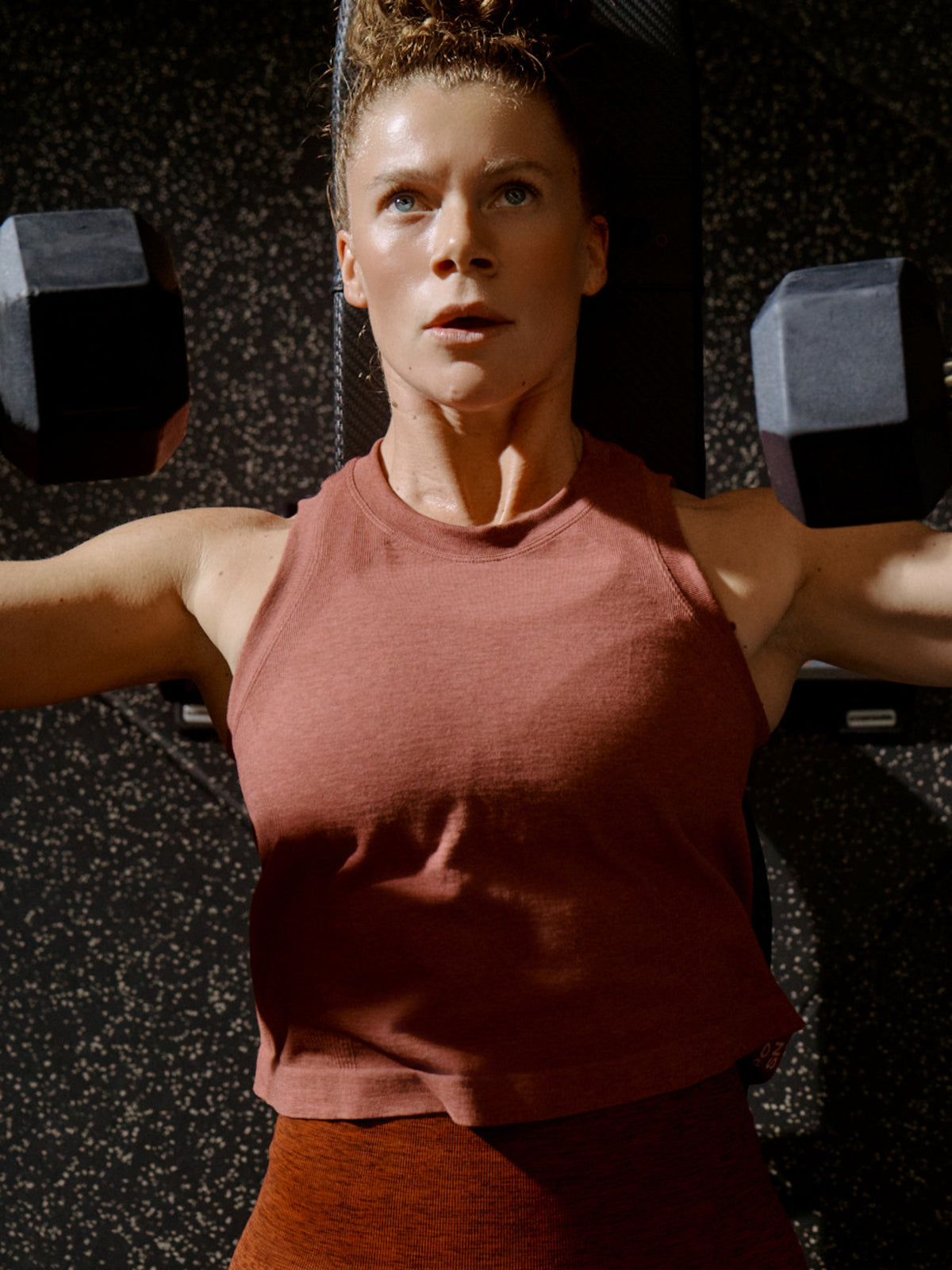 HERE TODAY MELANGE Cropped Tank Earth Marl