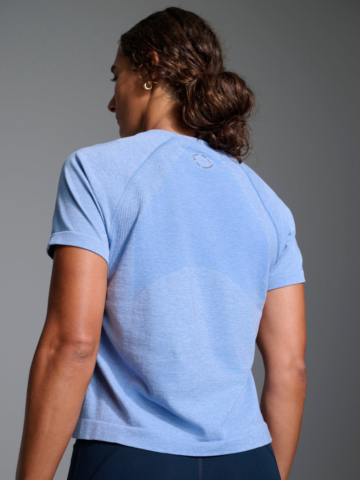 HERE TODAY MELANGE Cropped Tee Blue Marl