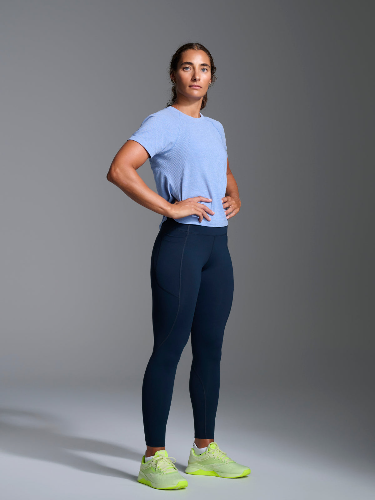 HERE TODAY MELANGE Cropped Tee Blue Marl