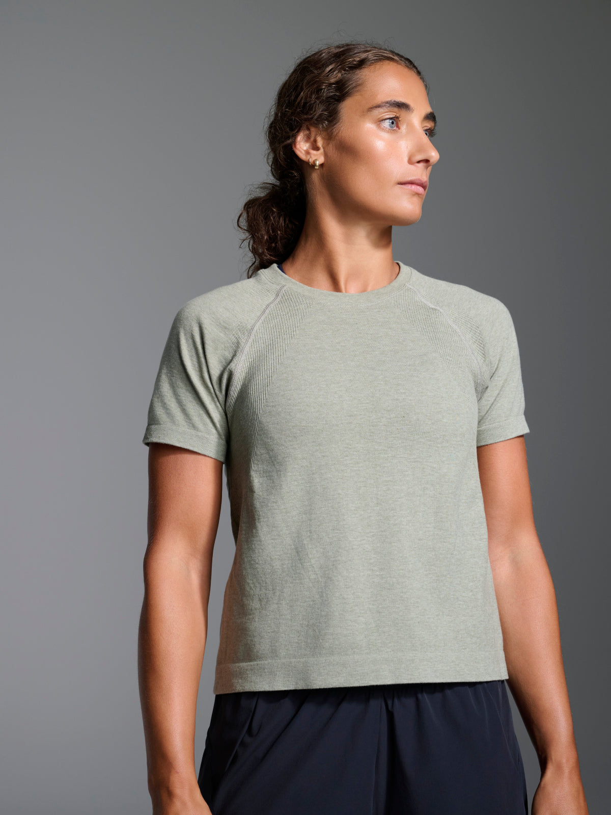 HERE TODAY MELANGE Cropped Tee Sage Marl