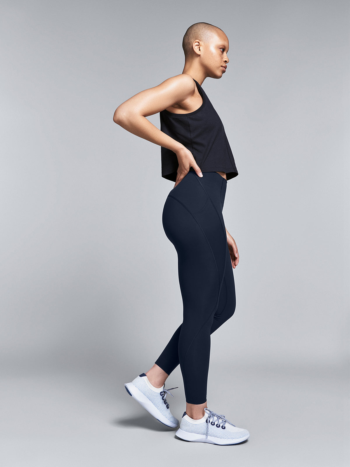 Womens lightspeed high waisted ankle length marine blue leggings 3
