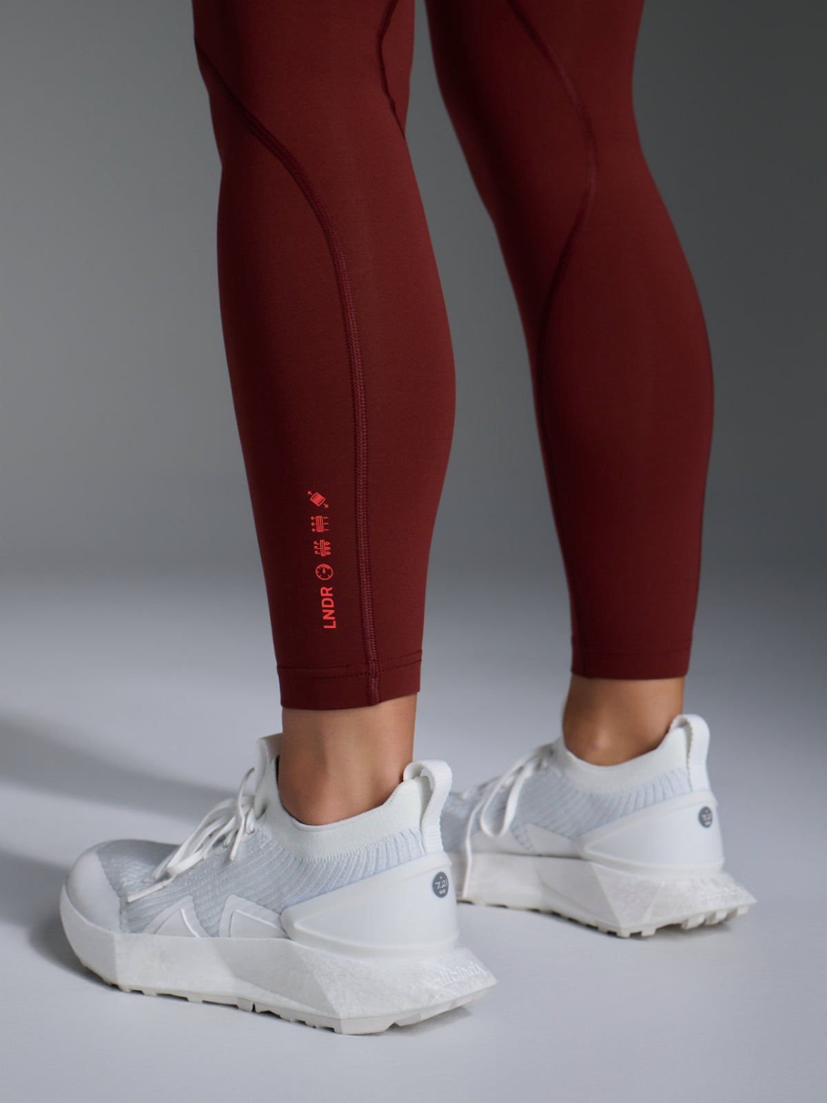 Womens limitless pocket high waisted ankle length red rust leggings 3