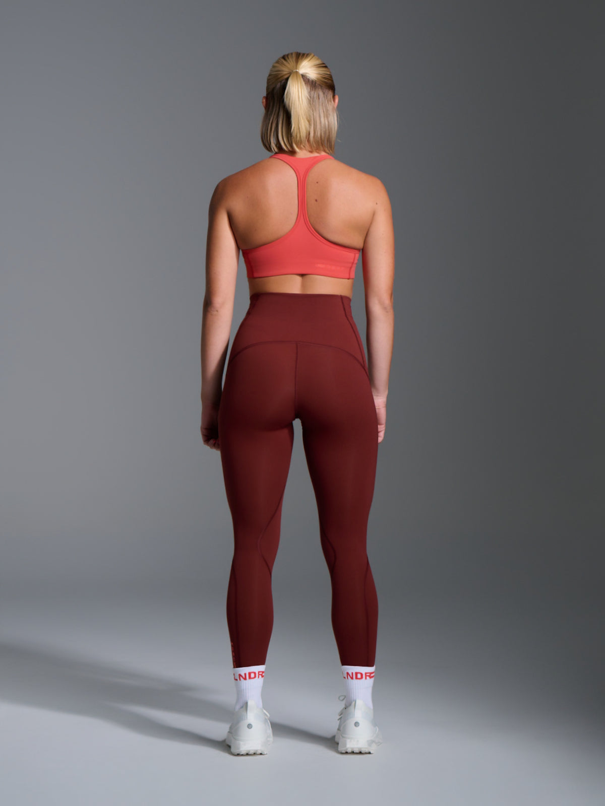 Womens limitless pocket high waisted ankle length red rust leggings 4