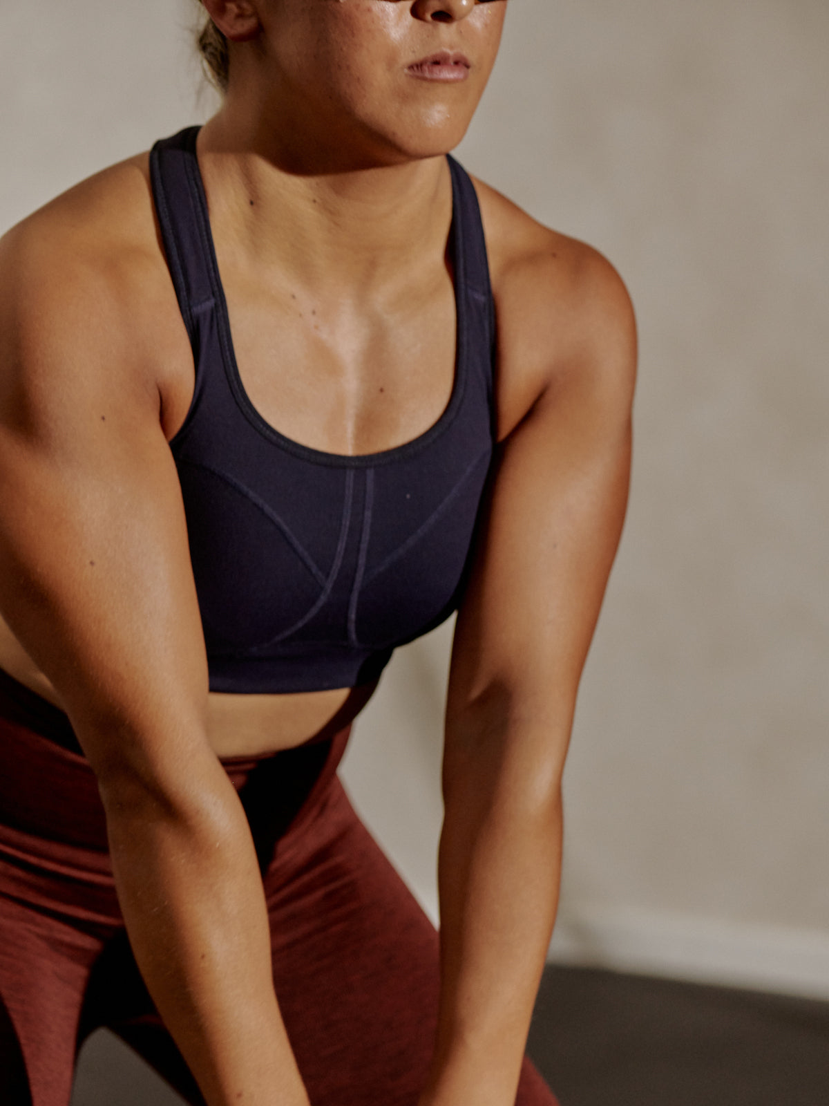 Womens locked and loaded navy blue sports bra 8
