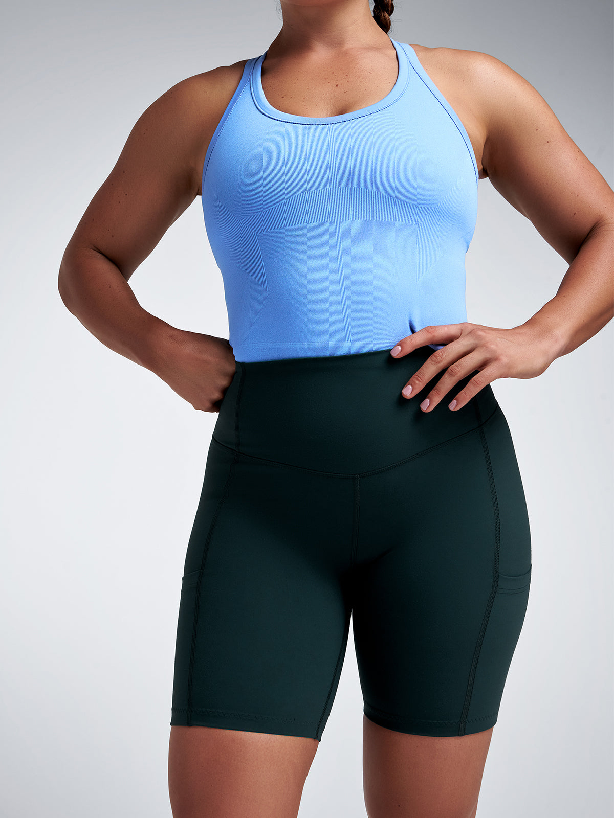 Womens cropped muscle vibrant blue tank top 5