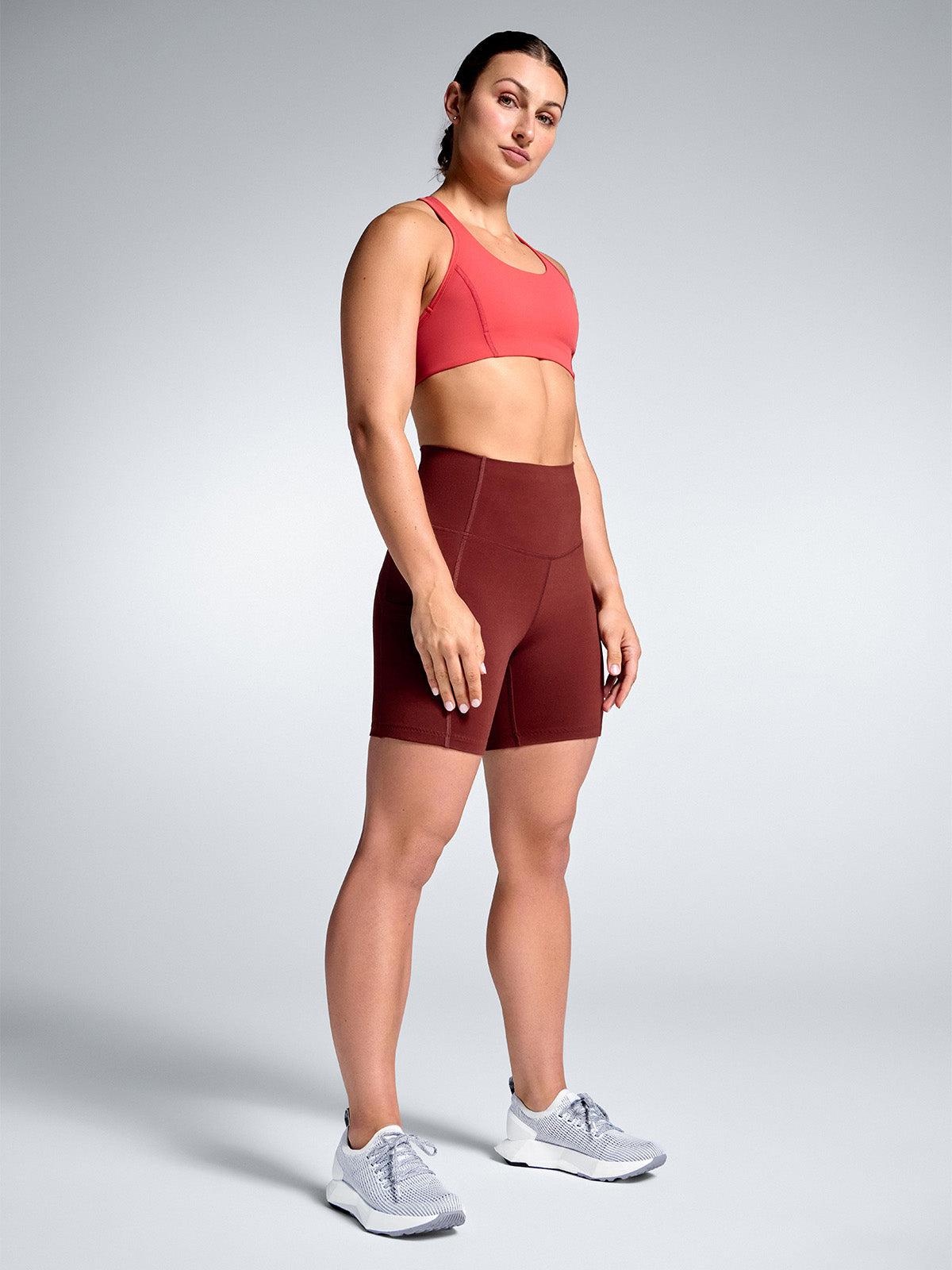 Womens obsession high waisted 6 inch red rust bike short 4
