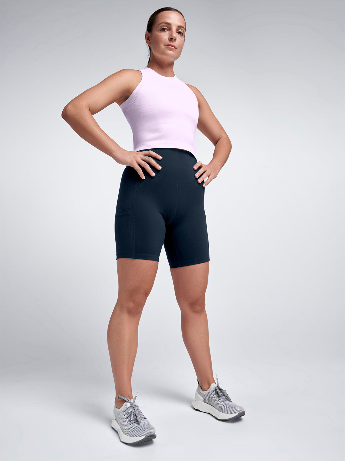 Womens obsession high waisted 8 inch marine blue bike short 5