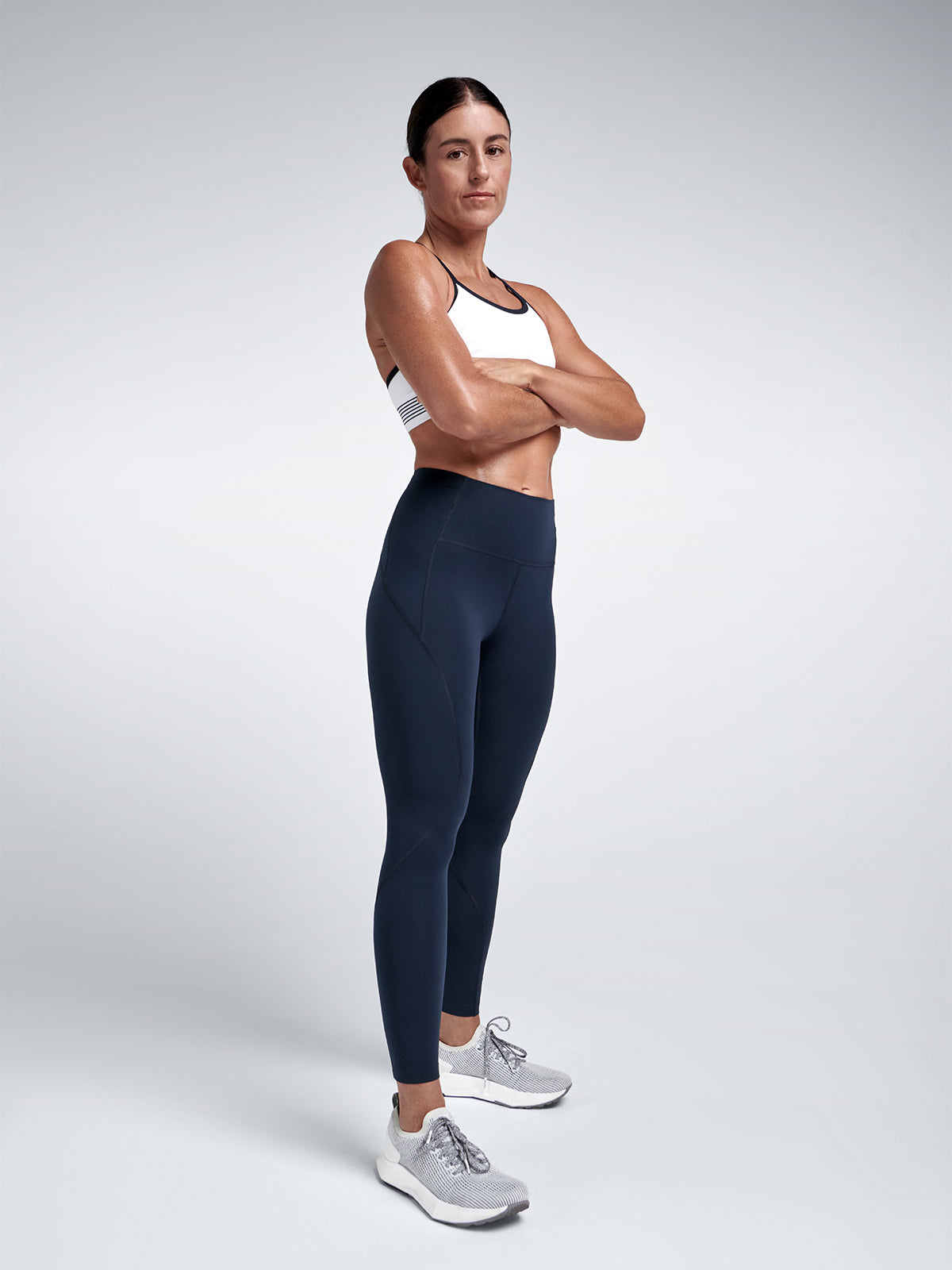 Womens limitless pocket high waisted ankle length marine blue leggings 5