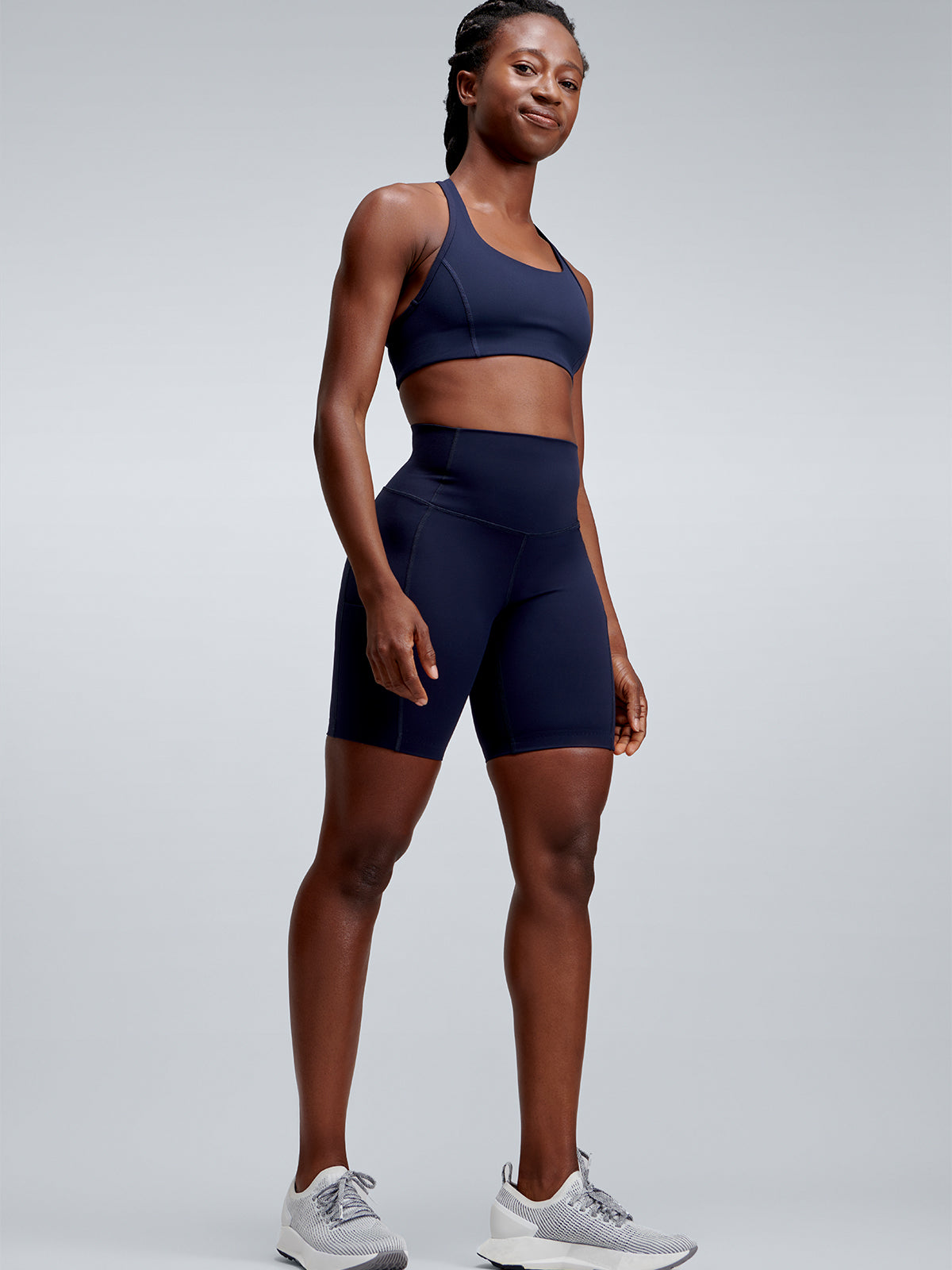 Womens fatal attraction high waisted 8 inch navy blue bike shorts 3