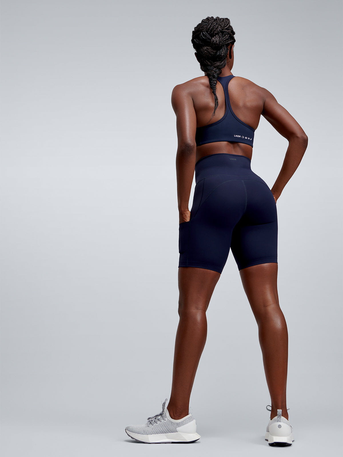 Womens fatal attraction high waisted 8 inch navy blue bike shorts 4