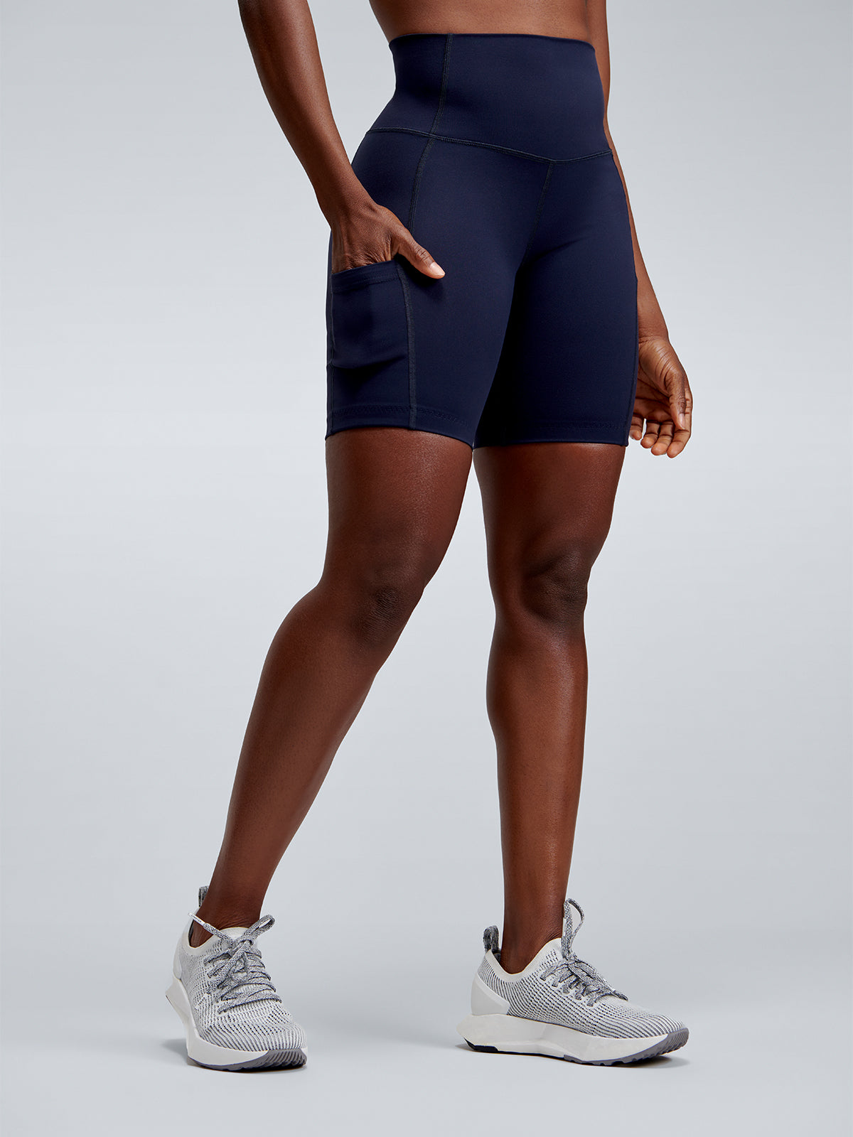 Womens fatal attraction high waisted 8 inch navy blue bike shorts 7