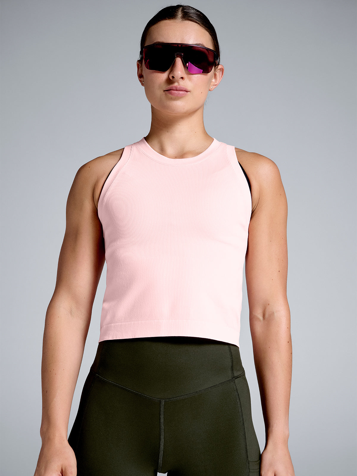 Womens power crop electric peach tank top 6