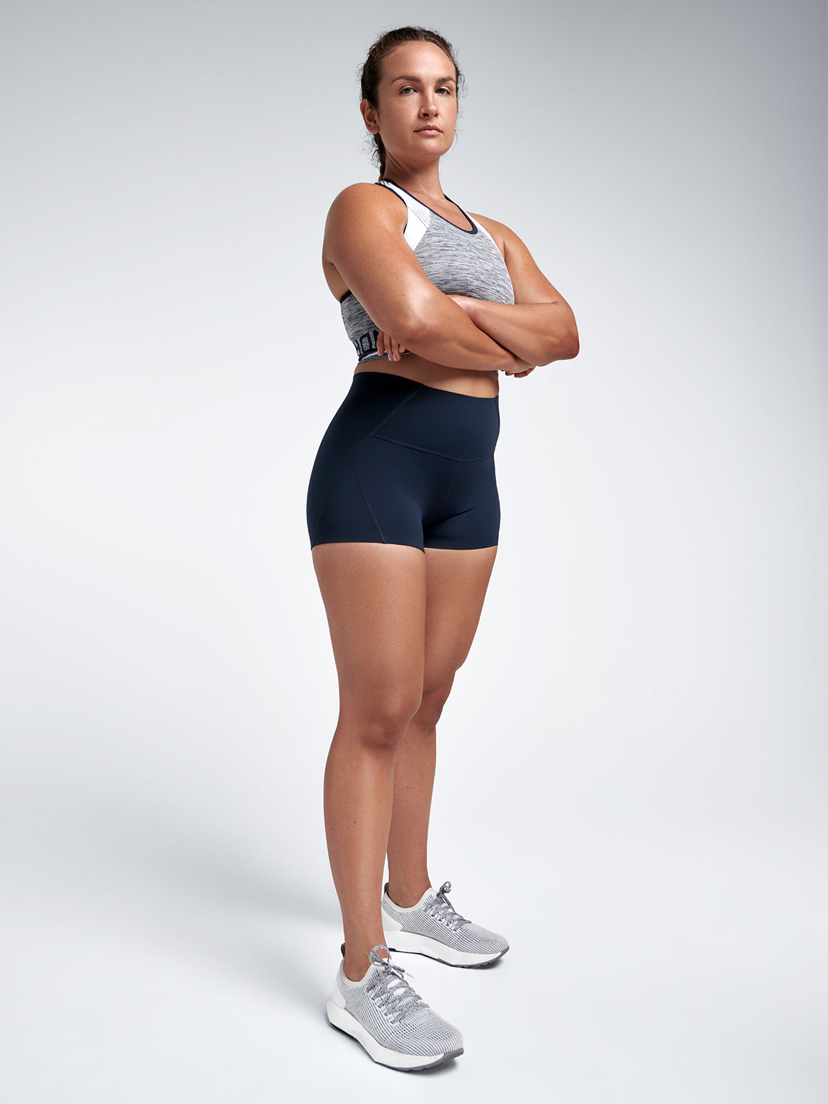 Womens limitless high waisted 3 inch marine blue bike shorts 2
