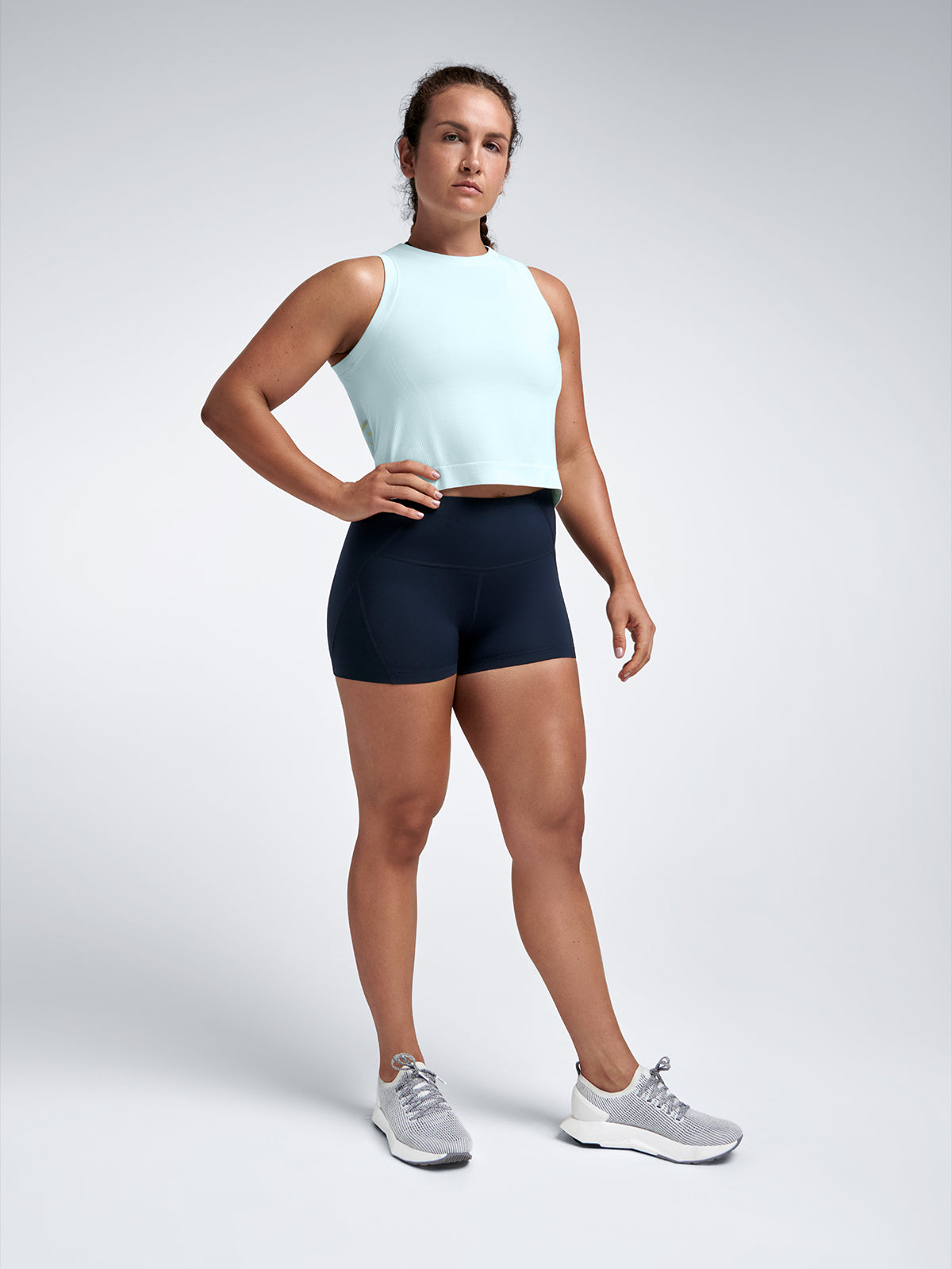 Womens limitless high waisted 3 inch marine blue bike shorts 8