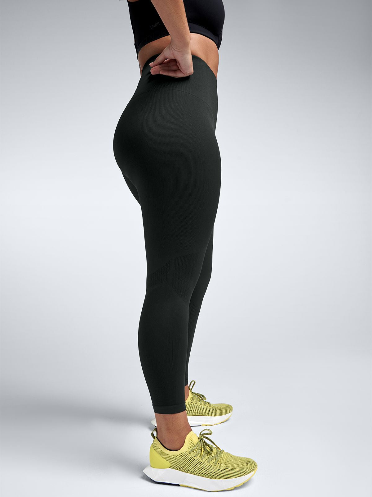 Womens streamline high waisted ankle olive green leggings 4