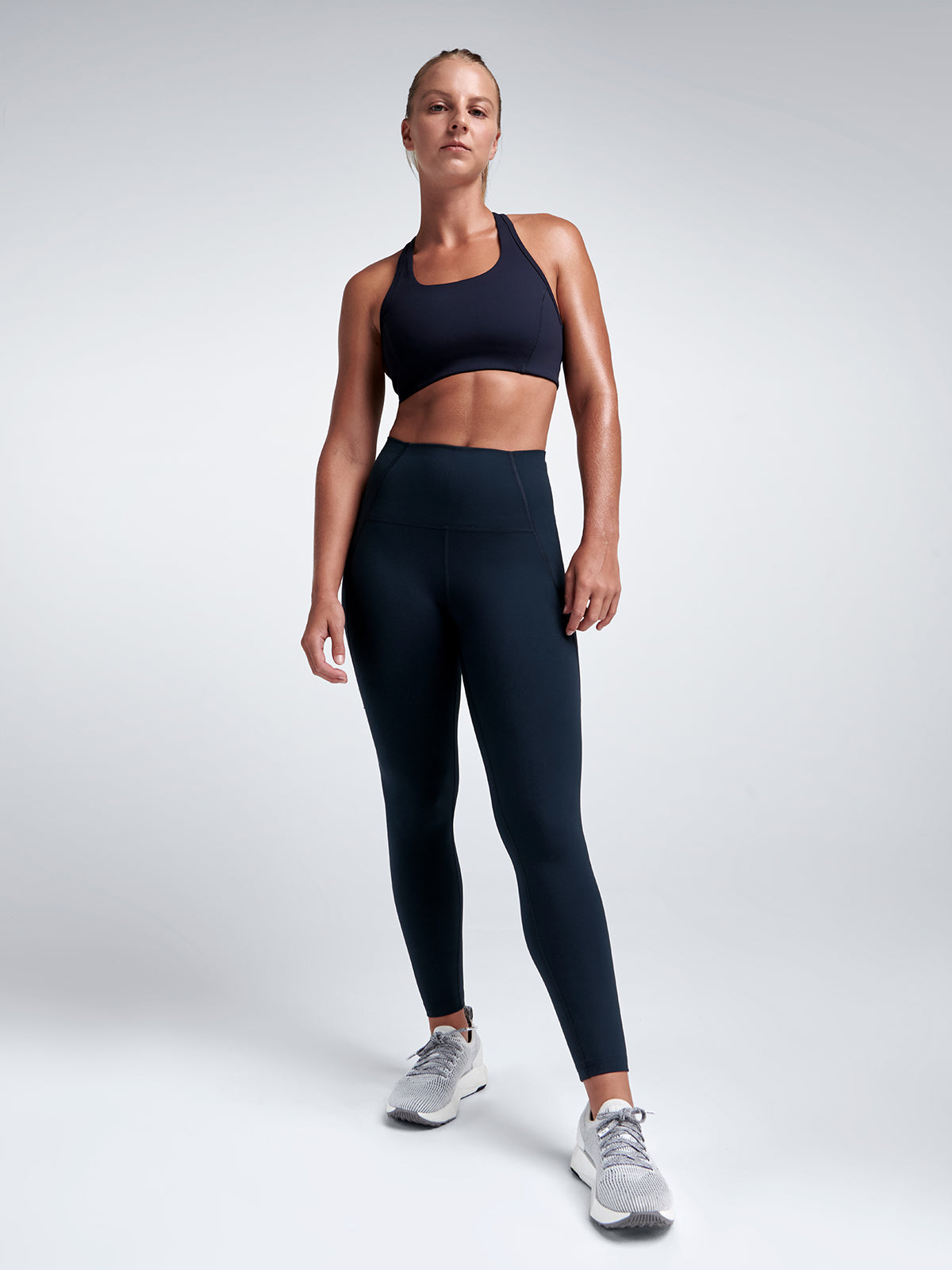 Womens fatal attraction recycled navy blue sports bra 4