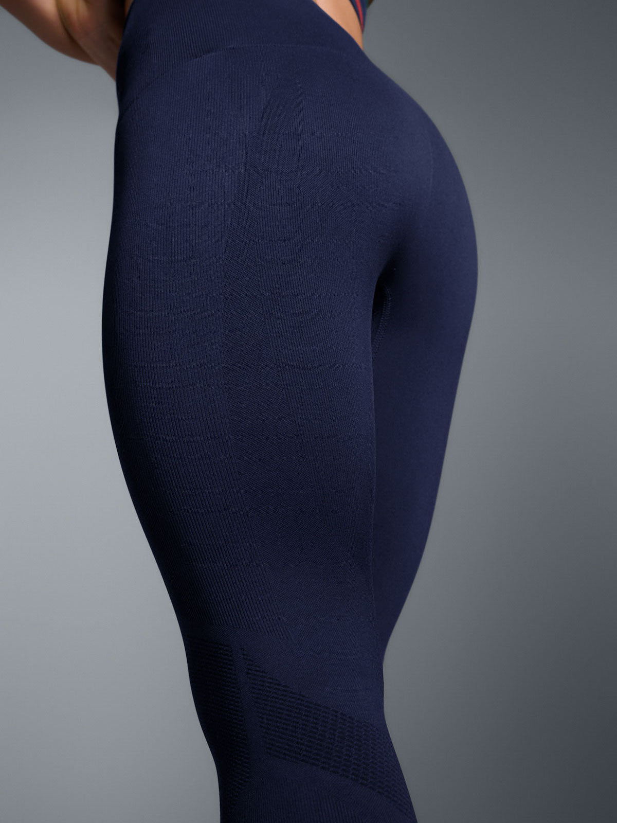 Womens streamline super high waisted ankle navy blue leggings 2