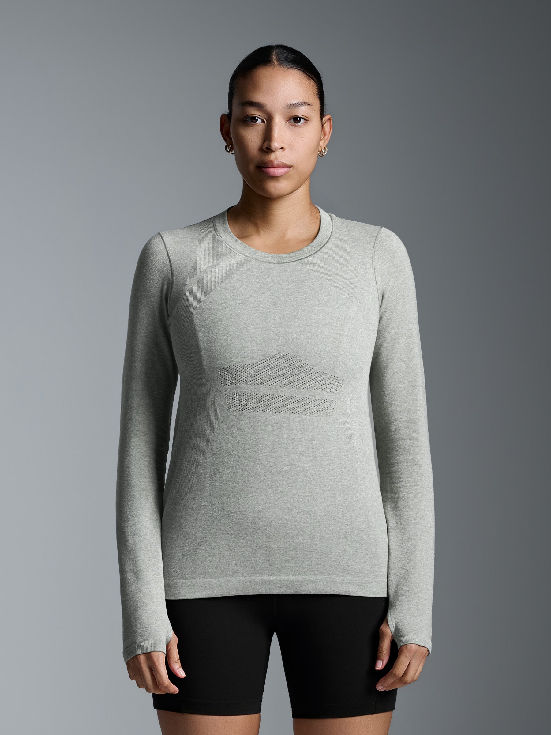 HERE TODAY MELANGE Long Sleeve Tee Sage Marl