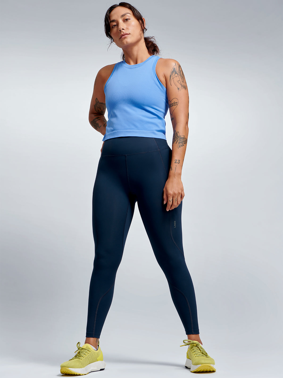 Womens power crop vibrant blue tank top 4