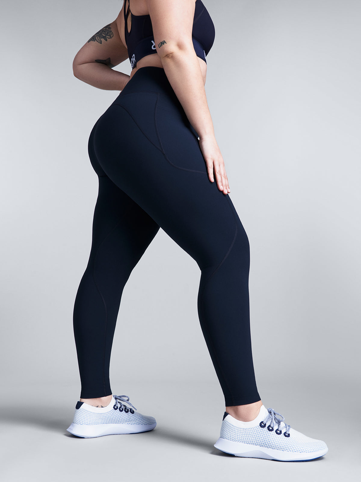 Womens fatal attraction high waisted full length marine blue leggings 1