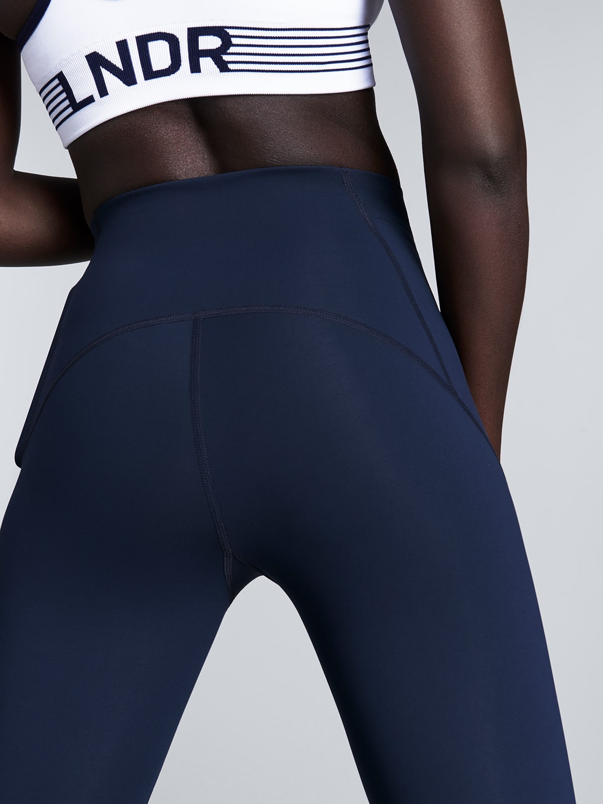 Womens limitless pocket high waisted full length marine blue leggings 3