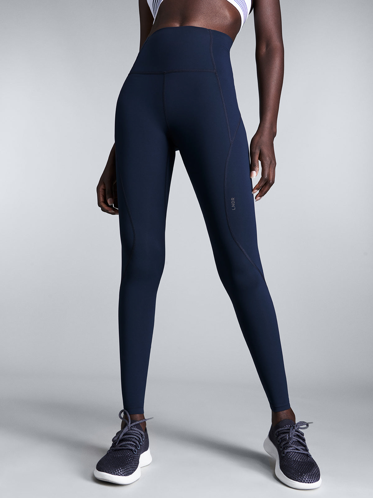 Womens limitless pocket high waisted full length marine blue leggings 4
