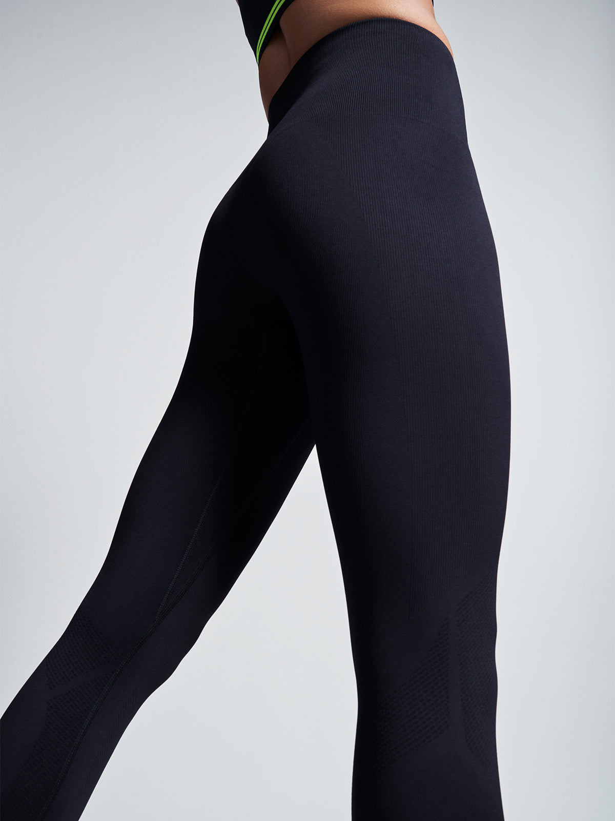 Womens streamline high waisted full black leggings 2