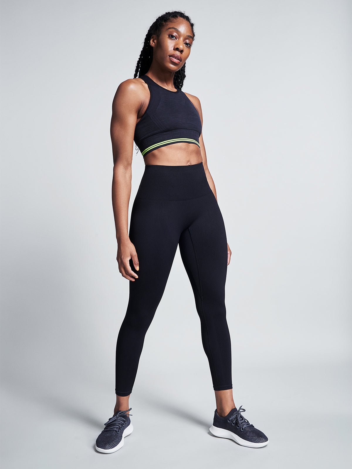 Womens streamline high waisted ankle black leggings 5