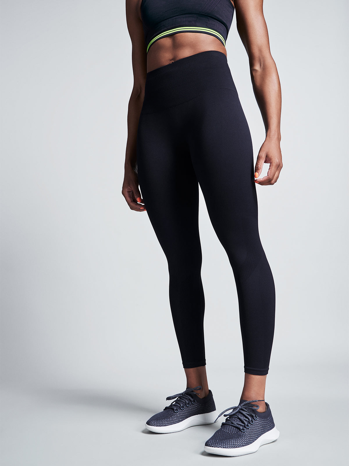 Womens streamline high waisted ankle black leggings 7