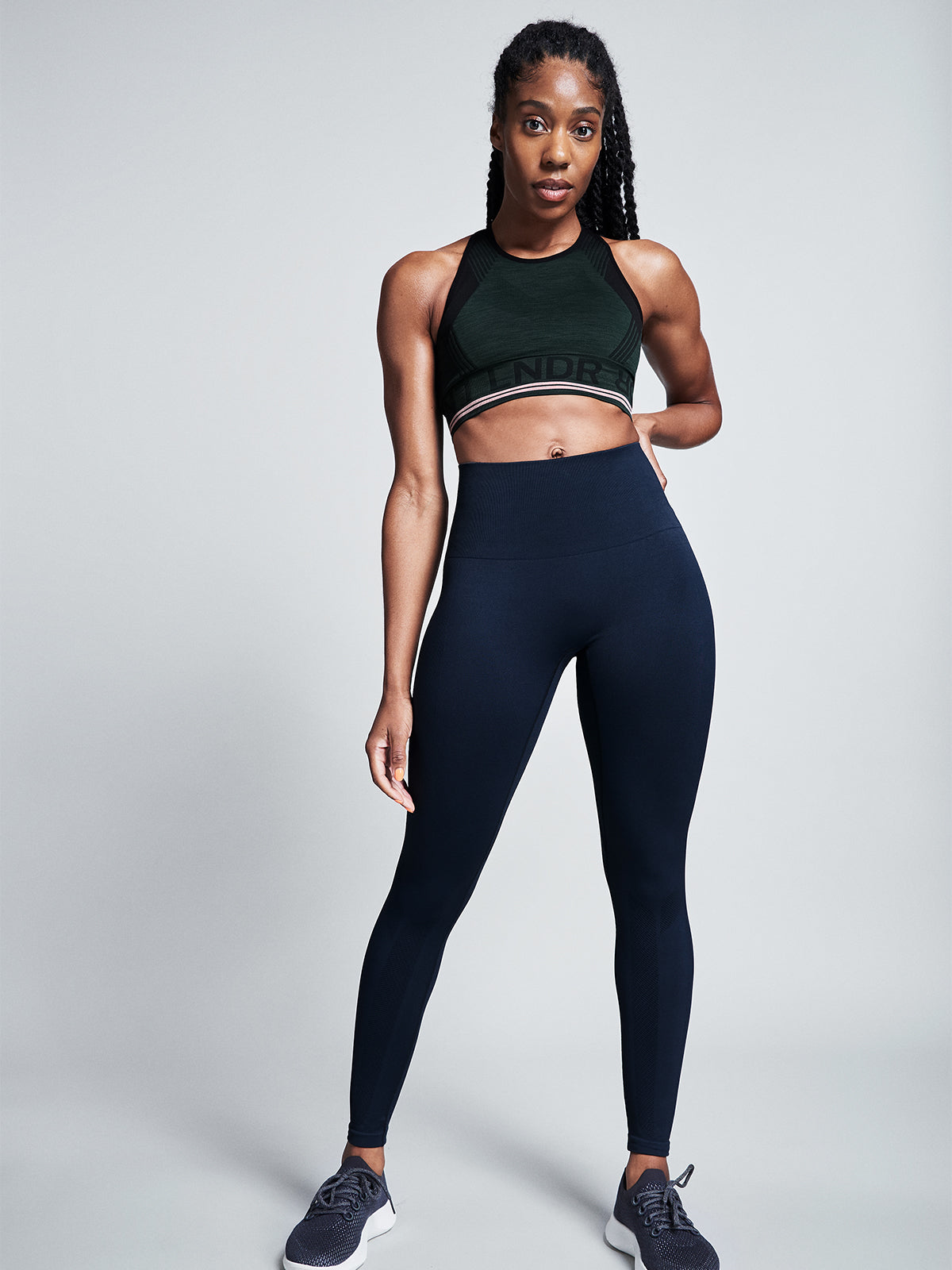 Womens streamline high waisted full marine blue leggings 4