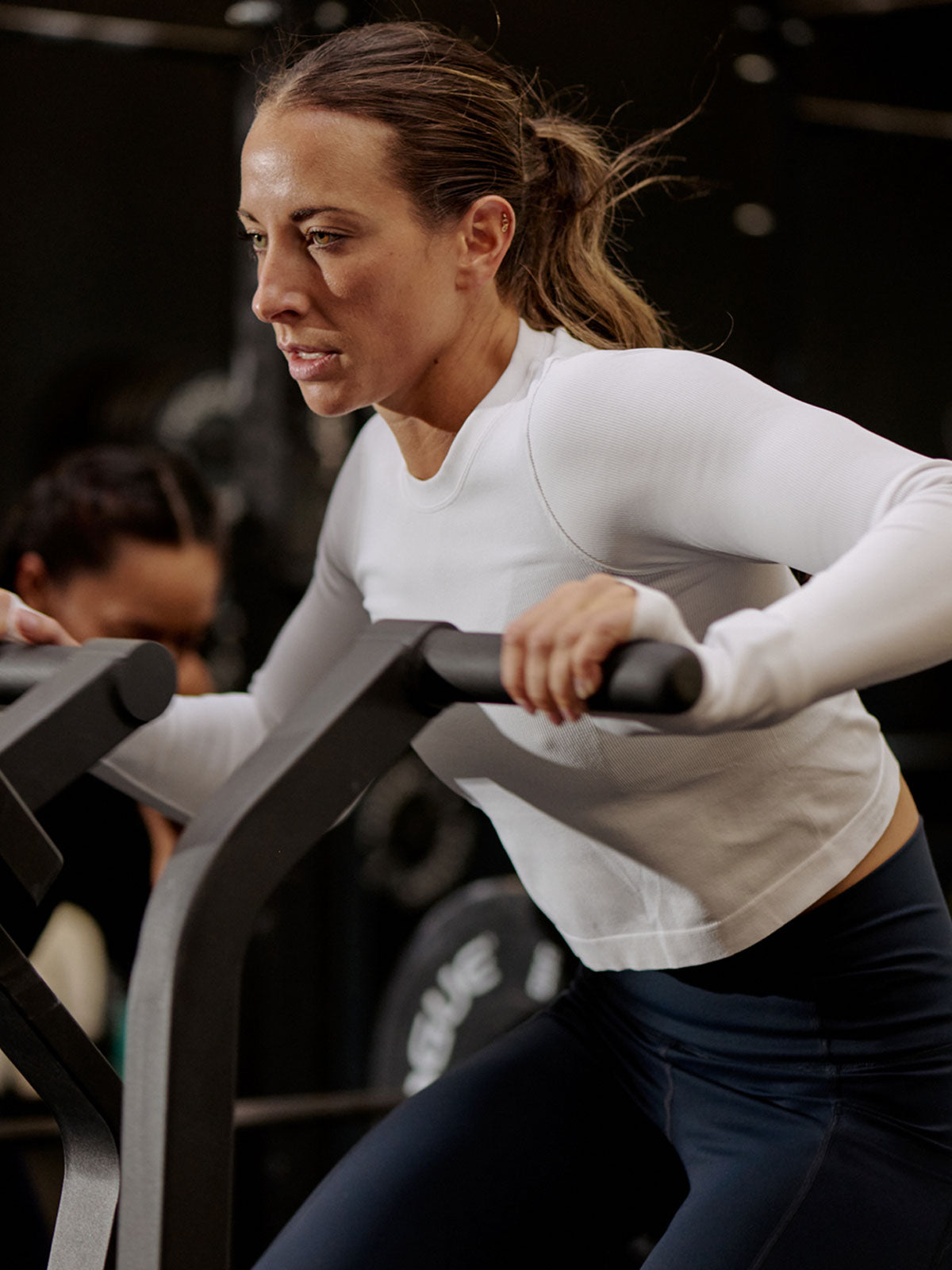 POWER CROP Long Sleeve Top White